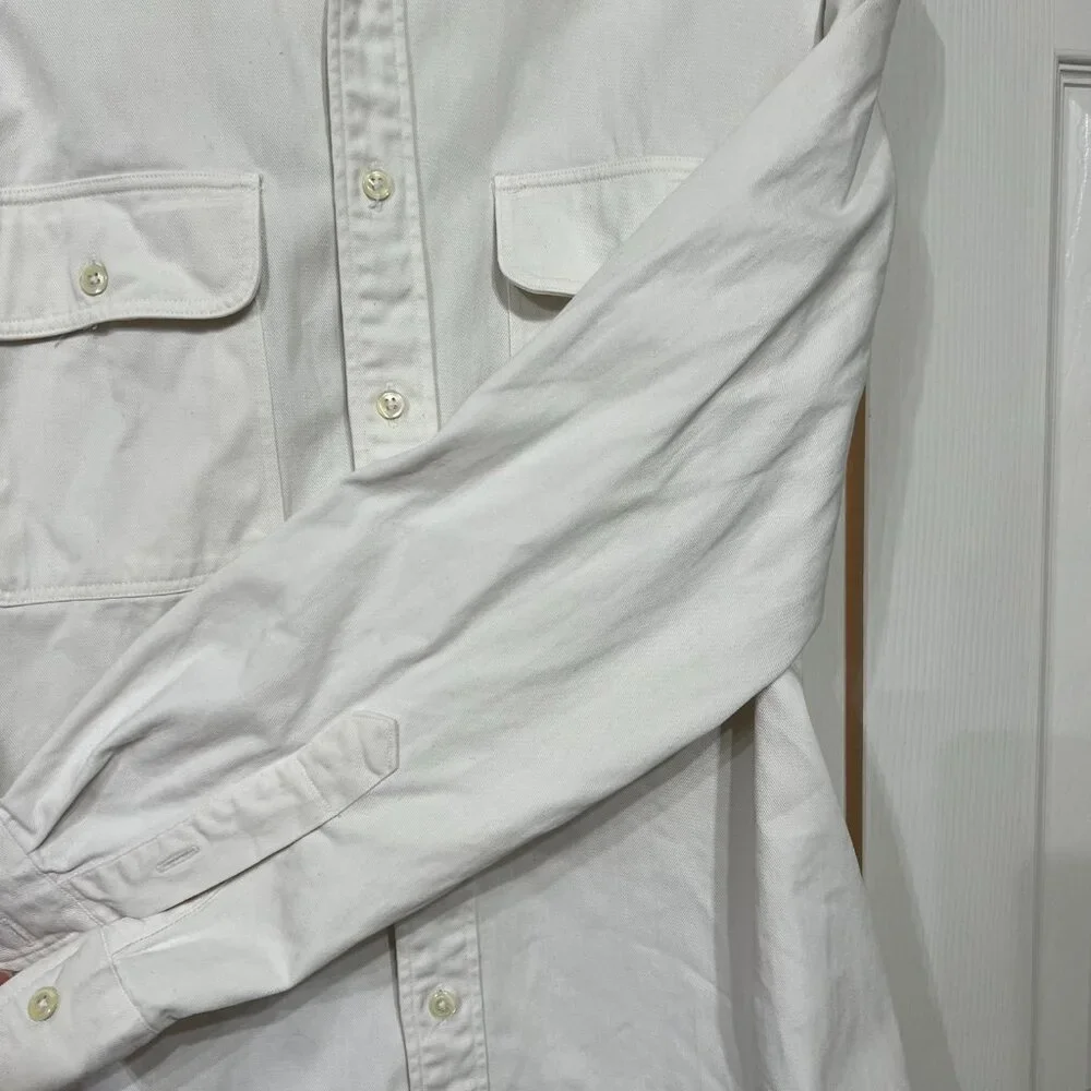 Vintage J Crew Oarsman Men M Denim White Button Down 90's Made USA Shirt